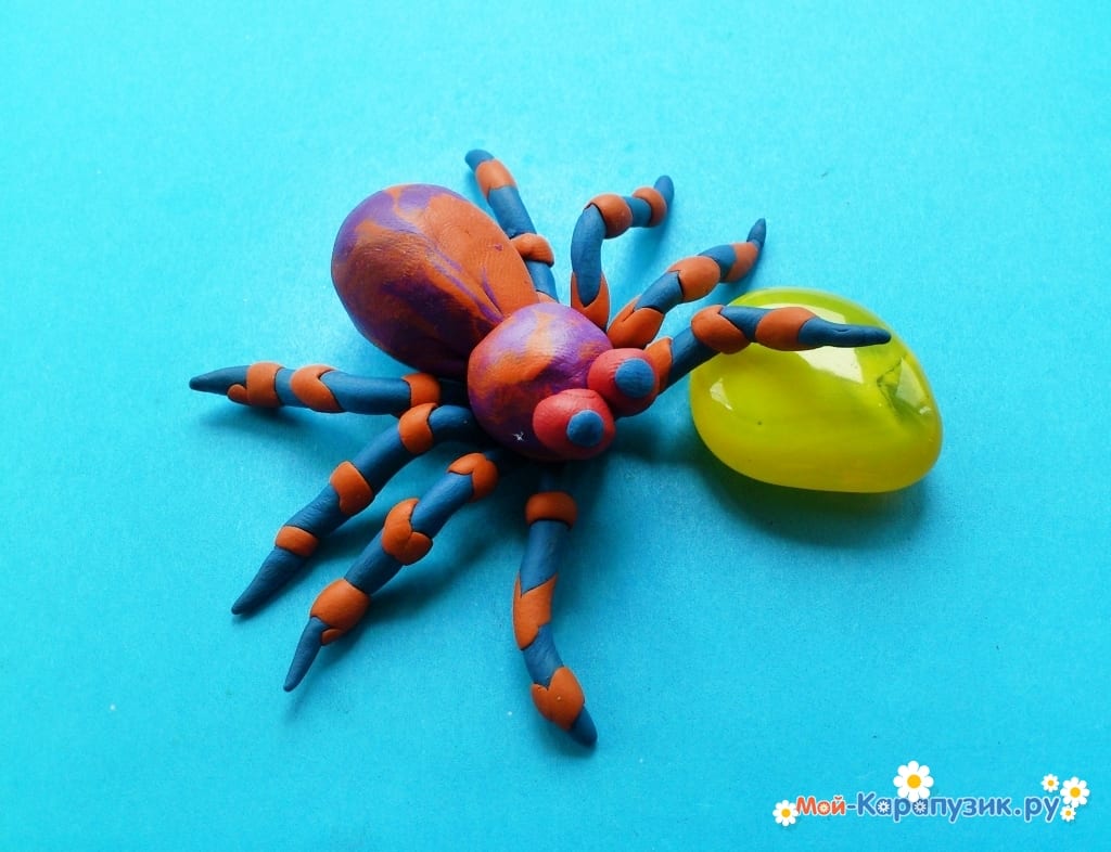 Поделка паук из пластилина и трубочек мастер-класс для детей