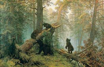 Картина Шишкина "Утро в сосновом лесу"