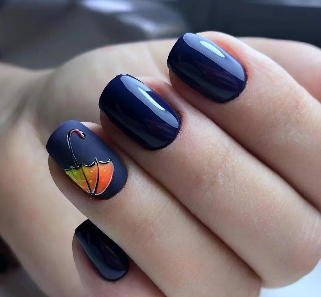 дизайн ногтей осень комбинированные цвета 2023 фото