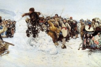 Взятие снежного городка - картина Сурикова