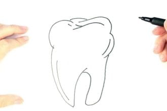 Рисунок зуба простым карандашом