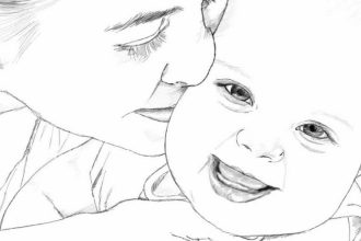 Мама с ребёнком — красивые картинки для срисовки карандашом